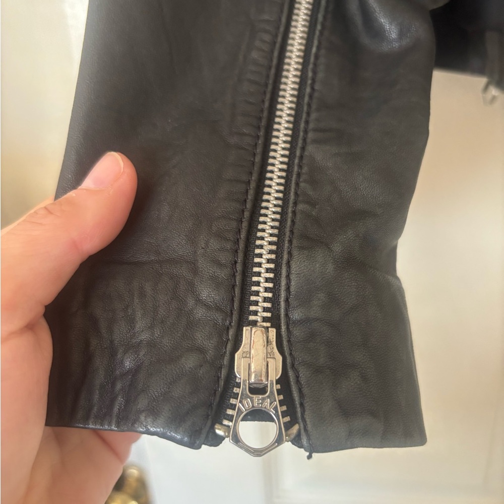 Madewell Black Leather Moto Jacket with Asymmetrical Zipper - Picture 12 of 13